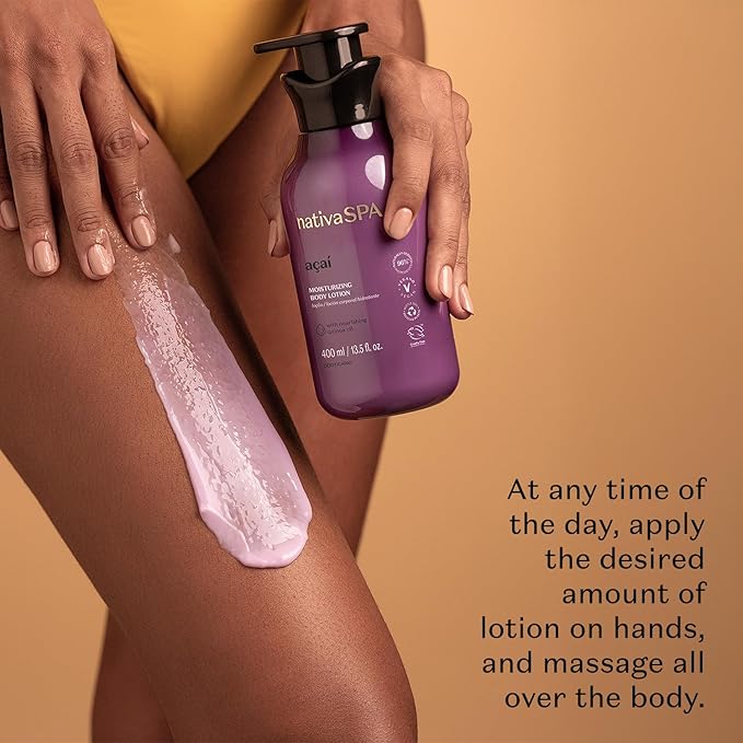 Nativa SPA by O Boticário, Açaí Moisturizing Body Lotion | Long-Lasting Hydration and Lightweight, Fragranced Moisturizer, 13.5 Ounce