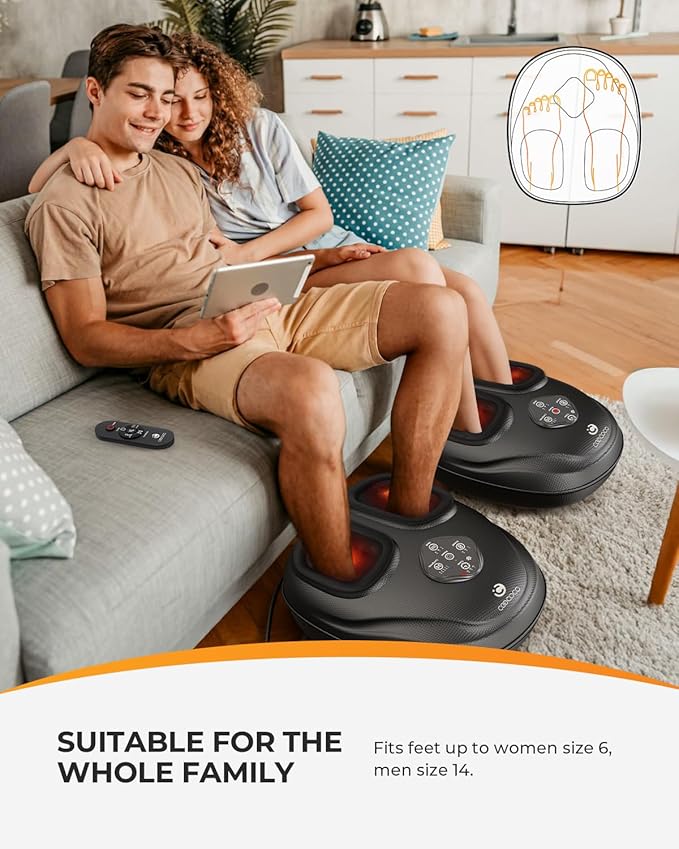 CooCoCo HSA Store Eligible Foot Massager with Heat, Plantar Fasciitis Feet Massager with Remote, Gifts for Women Men Mom Dad, Deep Kneading & Compression, Foot Warmer for Home Office, Fits Size 14