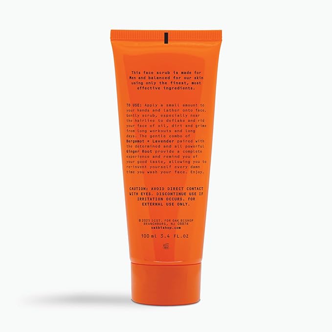 Juggernaut Men's Volcanic Sand Facial Scrub, Bergamot, Lavender and Ginger Root, 3.4 fl oz