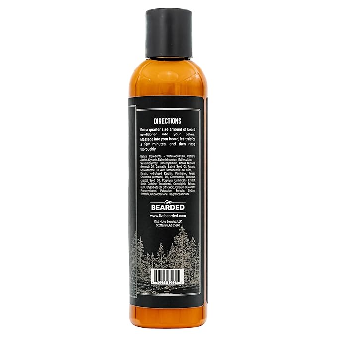 Live Bearded Beard Conditioner, 8 fl oz - Strengthens and Softens Facial Hair - Made in the USA - All-Natural Ingredients with Biotin, Caffeine | Canyon Scent - Juniper, Cypress, Fir Needle