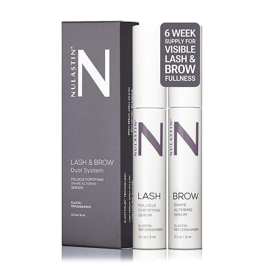 NULASTIN Eyelash Serum & Brow Serum - Lash & Brow Dual System - Eyebrow & Eyelash Enhancing Serums with Keratin & Peptides for Fuller Looking Lashes & Brows (2 Count, 0.1 Fl Oz Each)