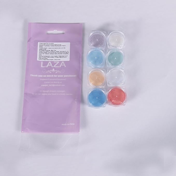 Laza Mermaid Pearl Chrome Nail Powder, 8 Colors Metallic Mirror Effect Pigment, Iridescent Aurora Nail Glitter Dust Kit for Gel Nail Art Decoration, Resin Craft, Gifts - Sweet Candy