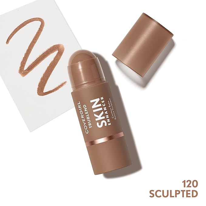 CoverGirl Trublend Skin Enhancer Contour Stick Balm, 120 Sculpted, Vegan Formula, Easy to Use, Glides on Effortlessly, Non-Greasy, Doesn't Crease, 0.21oz