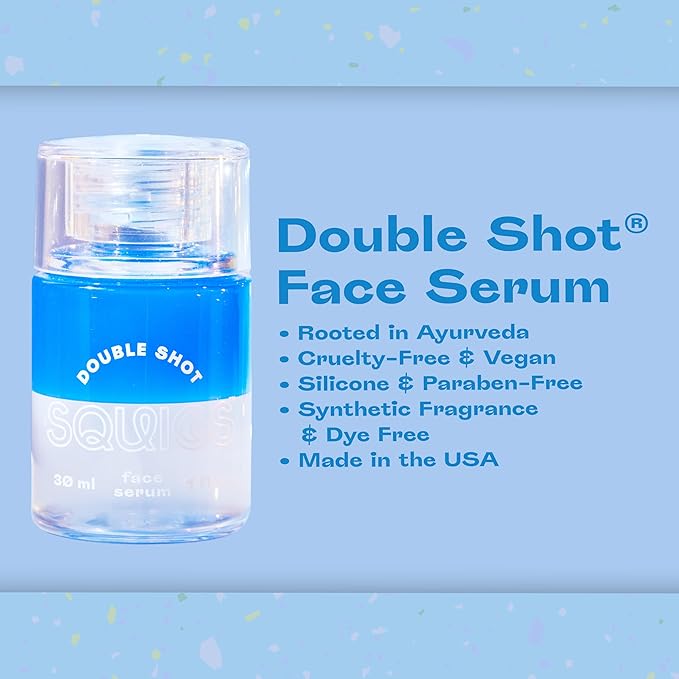 Squigs Bi-Phase Hyaluronic Acid Serum for Face - Ayurvedic Hydrating Face Serum with Niacinamide, Squalane & Turmeric for Moisturized, Glowing Skin - Vegan, Clean Beauty & Paraben Free - 1 FL OZ