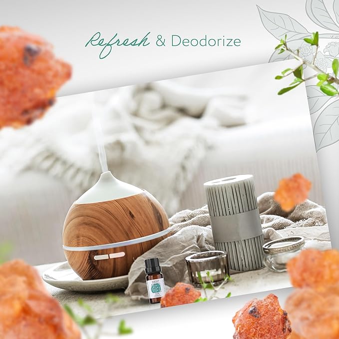 HBNO Myrrh Essential Oil - 1/3 oz (10 ml) Travel Size - Natural Myrrh Oil - Perfect for Cleaning, Aromatherapy, DIY, Soap and Diffuser - Myrrh Essential Oils