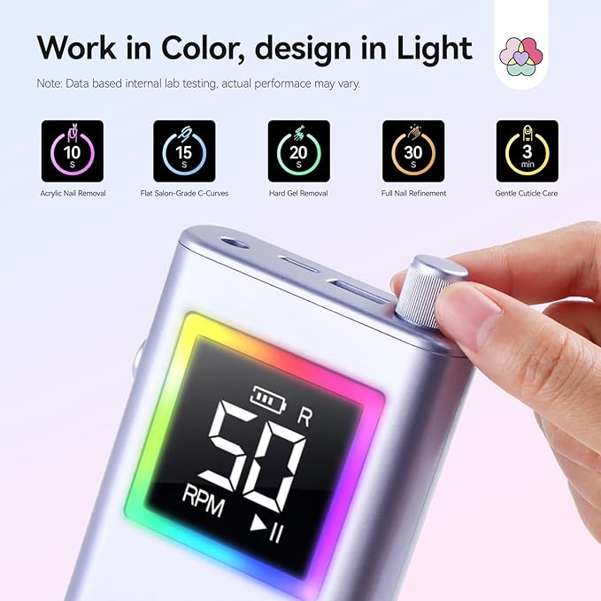 SAVILAND Advanced 50000 RPM Nail Drill Professional: 10S Fast Removal Electric Nail File Portable Nail Filer Electric with Rechargeable Electric Nail Drill Bits Pro Acrylic Nail Manicure Nail Tools