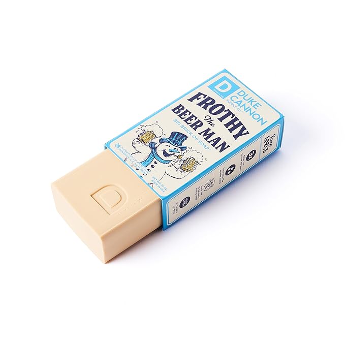 Duke Cannon Supply Co. Big Brick of Soap Bar for Men Holiday Edition - Frothy the Beer Man (Woodsy Sandalwood Scent), 10 oz. (3 Pack)