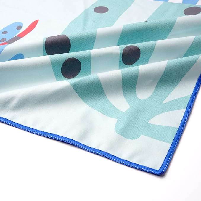 Eunzel Microfiber Kids Beach Towel, Quick Dry Towels for Girls & Boys Sand Free Travel Towel for Beach, Camping, Swim Pool 60"x30"，Sea Friends