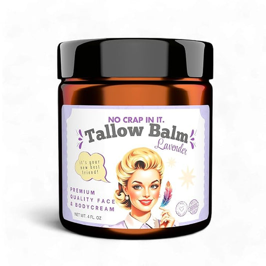 Tallow Balm for Deep Moisturization - Grass-Fed Tallow & Beeswax - 4 Oz, Lavender