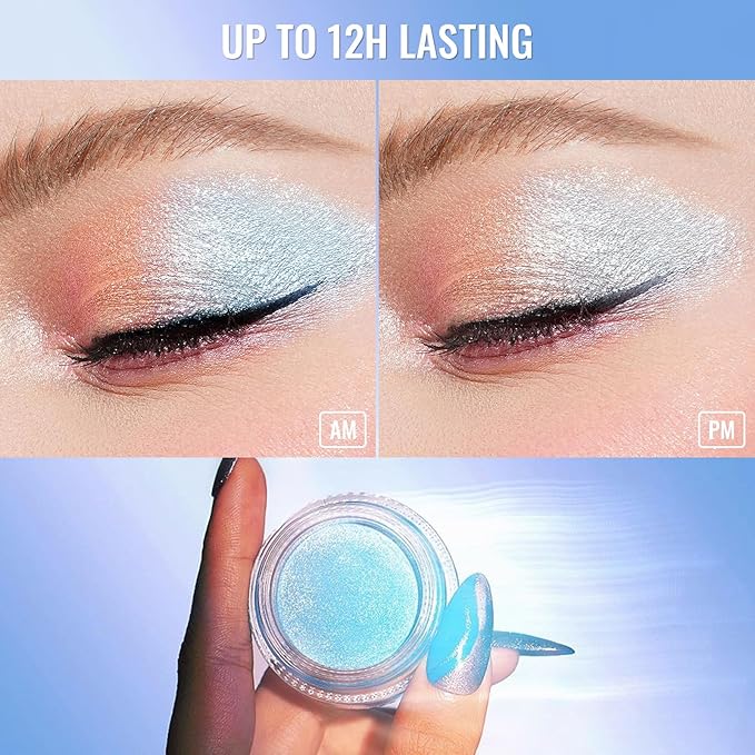 Oulac Cream Eyeshadow also for Highlighter Large Capacity Highly Pigmented Eye Shadow Waterproof &Long Lasting with Moisturizing Formula, Shimmer Glitter Eye Makeup. 6g.16+02