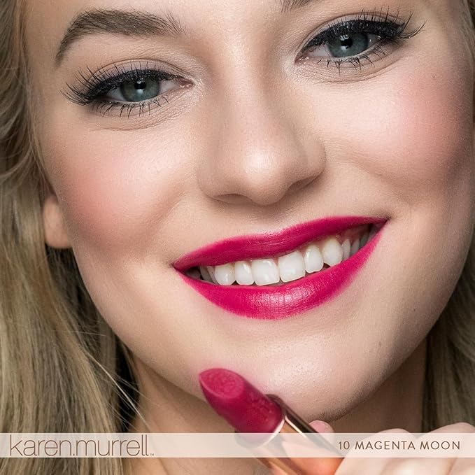 Karen Murrell - Natural Lip Stick 10 Magenta Moon - Dark Red Lipstick - Matte Finish, 100% Natural Ingredients, Moisturizes & Hydrates Lips - Paraben & Cruelty Free