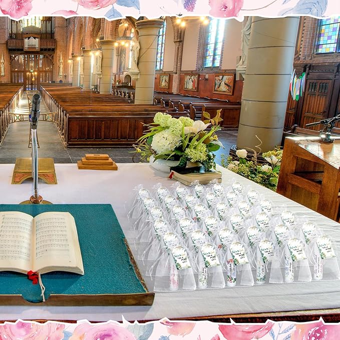 50 Sets Christian Gifts Bulk Lip Balms for Women Honey Religious Scripture Bible Verse Lip Balm Inspirational Motivational Thank you Gifts Floral Church Sunday School Party Favors