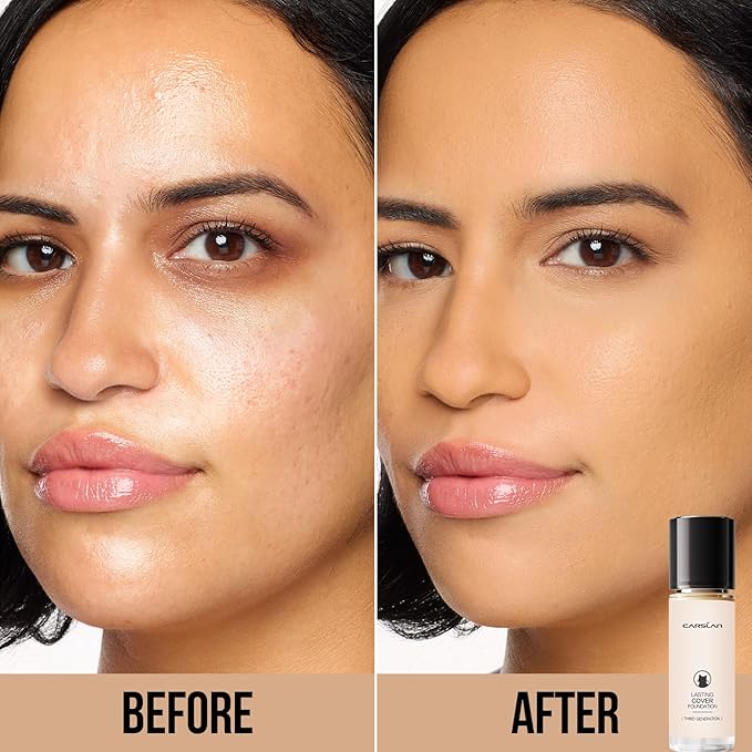 Lasting Cover Foundation, 24H Longlasting Full Coverage Matte Finish Face Makeup, Poreless, Lightweight, Waterproof, Oil Free Liquid Foundation, M02