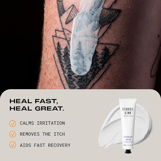 Stories & Ink Tattoo Care | AFTERCARE CREAM for fresh tattoos - Soothes Freshly Tattooed Skin, Visibly Calms Itchy or Irritated Skin, Fragrance-Free, Vegan & Cruelty-Free, 60 mL / 2 Fl Oz