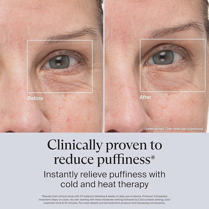 Therabody TheraFace Depuffing Wand – Cold and Heat Skincare Treatment to Depuff and Glow; Beauty Wand, Face Roller and Eye Massager for Eye Puffiness, Dark Circles and Skin Radiance (Indigo)