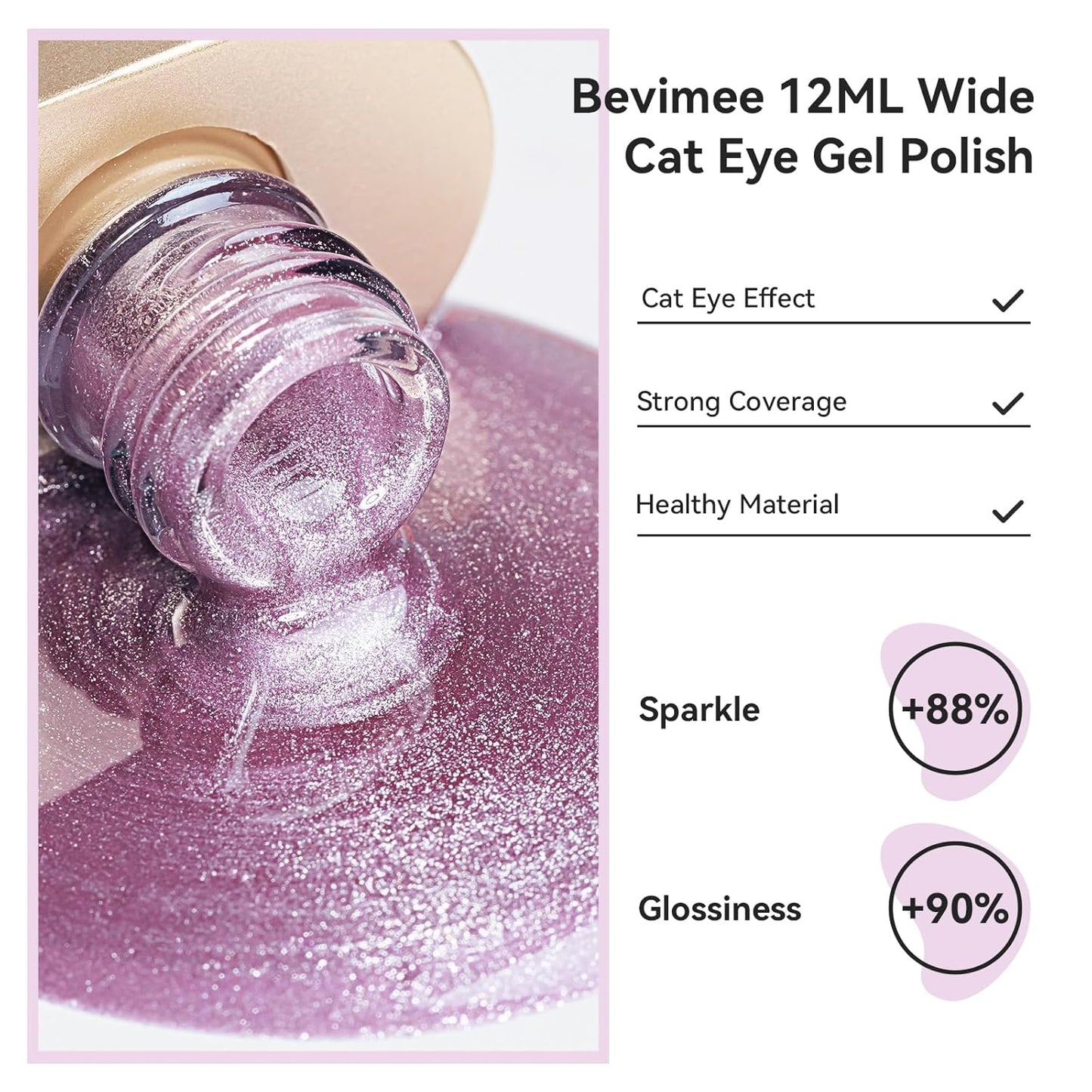 Cat Eye Gel Nail Polish 12ML, Lavender Purple Smoothie Magnetic Gel Polish Holographic Shimmer Glitter Cats Eye Nail Polish with Magnet Stick Soak Off UV Nail Art Varnish