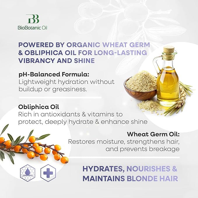 Bio Botanic Oil Magic Conditioner for Blonde & Bleached Hair | Deep Hydration & Color Protection | Enriched with Organic Wheat Germ & Obliphica Oil | SLS-Free, Paraben-Free, pH-Balanced | 500ml