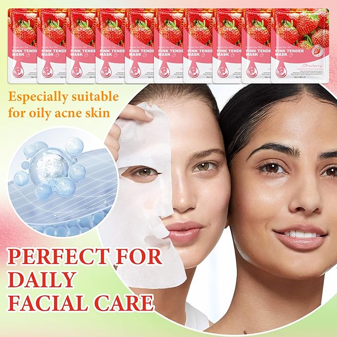 10 Pack Variety Facial Sheet Masks Skin Care Set, Hydrating Bulk Sheet Face Masks Skincare Gifts Set for Women Men, Long Lasting Moisturizing Face Mask Skincare for All Skin Type（C4)