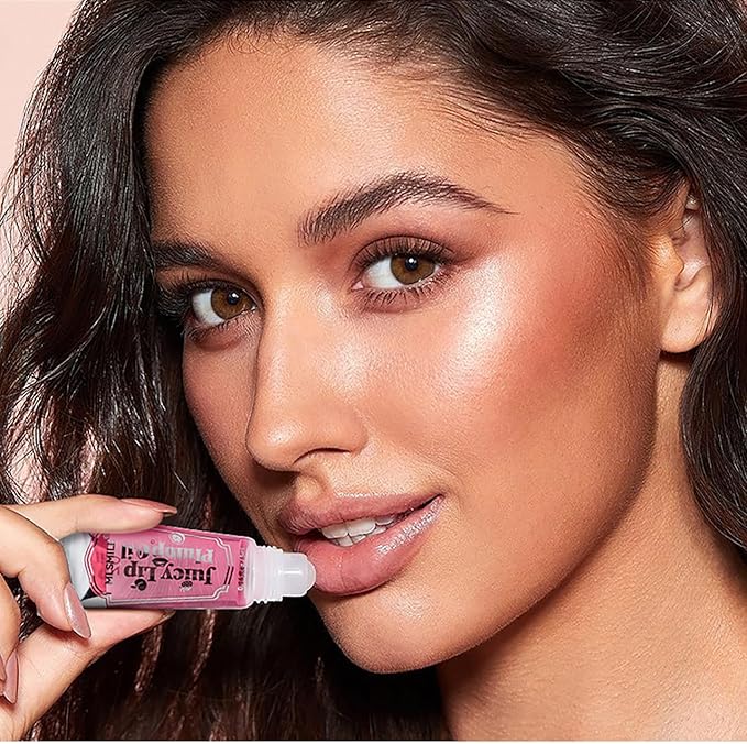 Lip Plumper Gloss 3 Colors Set, Spicy Natural Roll On Lip Plumping Oil and Pout Lip Plumper, Lifter Gloss, Enhancer for Fuller Booster Balm Moisturizing Hydrating & Nourishing Lip Glaze(A)