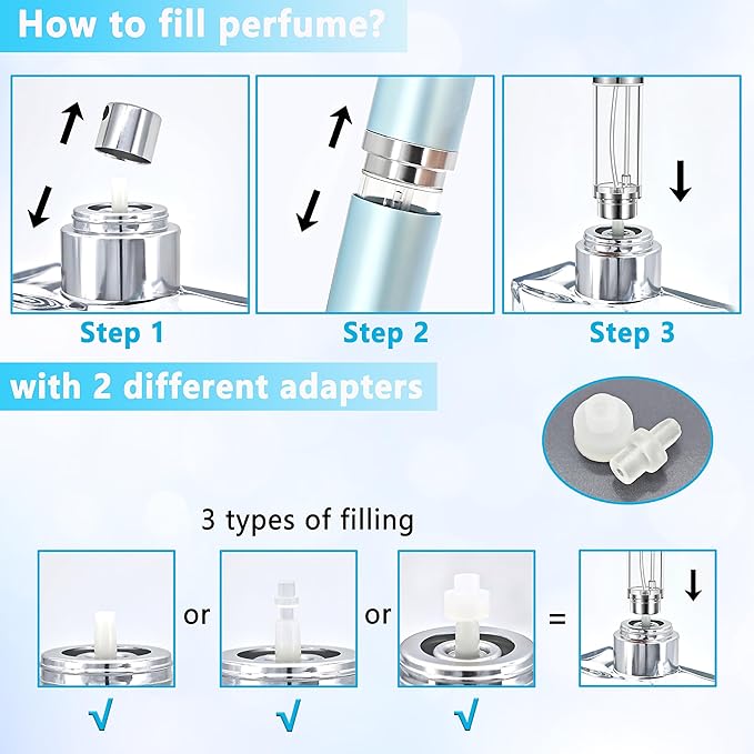 Travel Refillable Perfume Atomizer Bottle 3-Pack 5ml Leakproof Travel Perfume Refillable Bottle (Black Gray & Silver)