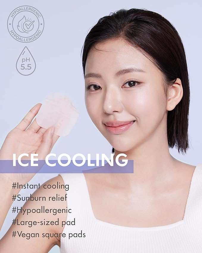 DERMAL Ice Cooling Toner Pad - Korean Soothing & Hydrating Toner Pads with Aloe Vera - After Suncare, Sunburn Relief, Redness Relief - Vegan Square, High Capacity, 120 Pads