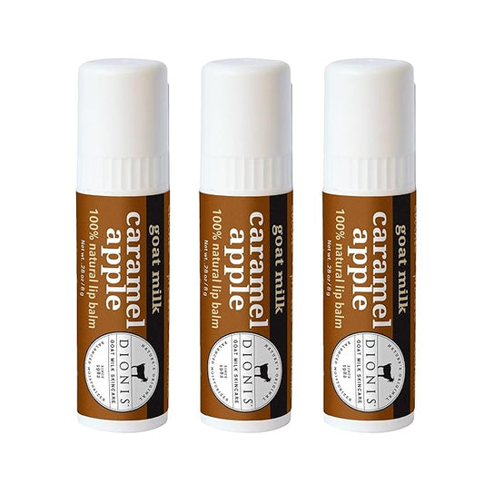 Dionis Goat Milk Skincare Caramel Apple Fall Lip Balm Gift Set - Beeswax, Shea Butter & Coconut Oil Lip Care Products Made in The USA - Cruelty Free Lip Moisturizer For Chapped Lips, 0.28oz 3 Pack