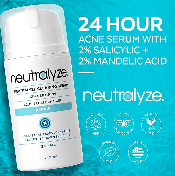 Neutralyze Moderate to Severe Acne Serum with 2% Mandelic Acid & 2% Salicylic Acid - Acne Scar & Spot Treatment for Face & Body (90 Day)