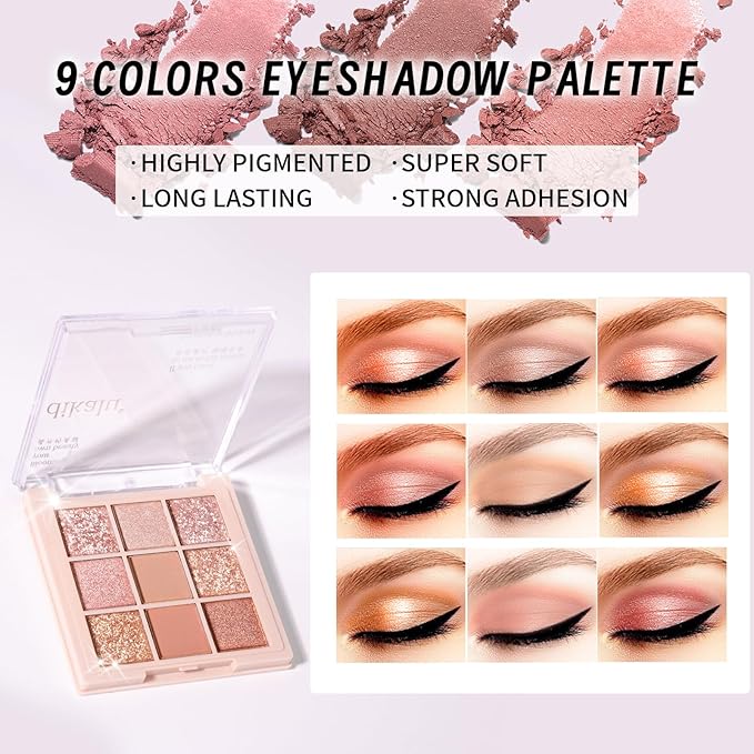 Makeup Set for Girls Teens Women, Makeup Present Set, Makeup Kit, Includes Eyeshadow Palette, Foundation, Blusher, Eyebrow Pencil, Eyeliner, Lip Gloss, Lip Oil, Makeup Brushes & Sponge
