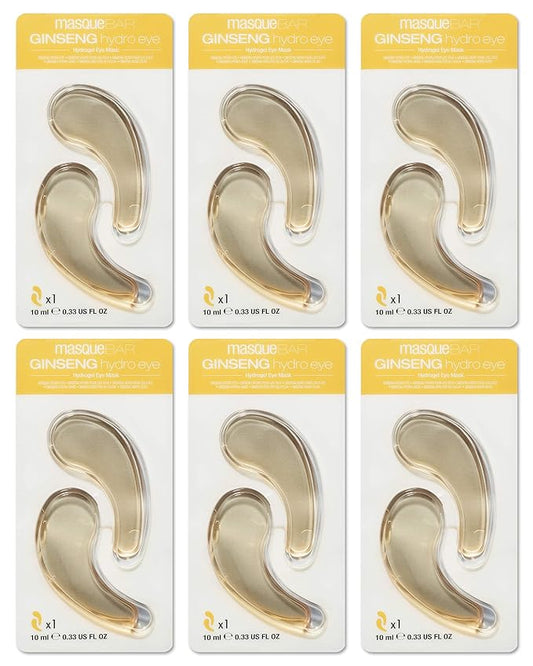 masque BAR Hydrogel Ginseng Eye Patches (6 Pairs) — Korean Under Eye Skin Treatment — Moisturize & Hydrate Skin Around Eyes — Reduce Puffiness & Dark Circles — Restores Skin Radiance and Elasticity