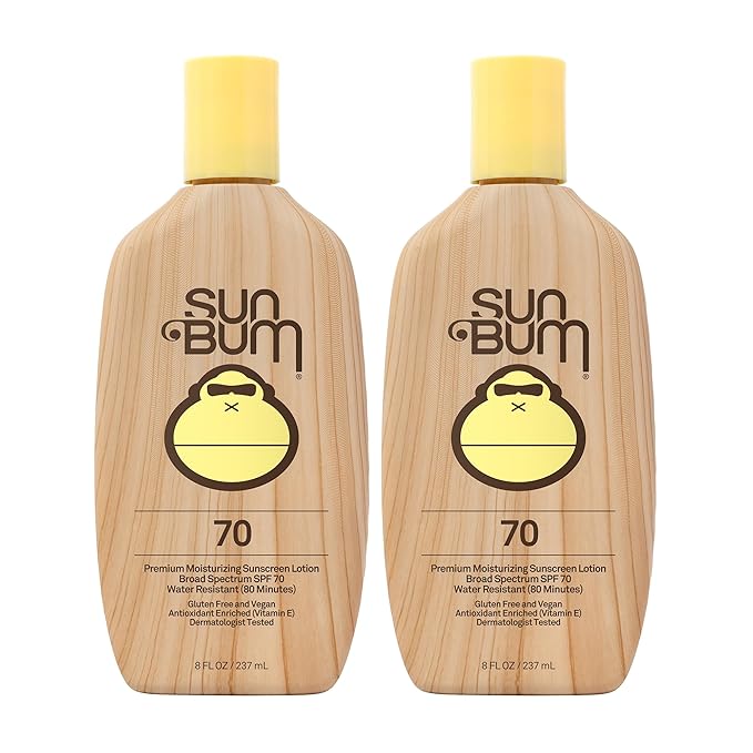 Sun Bum Original SPF 70 Sunscreen Lotion | Vegan and Hawaii 104 Act Compliant (Octinoxate & Oxybenzone Free) Broad Spectrum Moisturizing UVA/UVB Sunscreen with Vitamin E | 8 oz (Pack of 2)