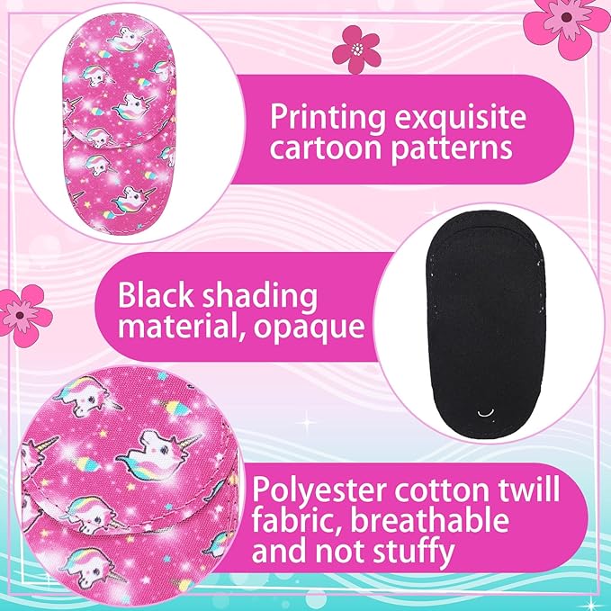 Newcotte 12 Pcs Eye Patch for Kids Girls Boys Reusable Eye Patch for Glasses over the Lens Colorful Eye Patch Toddler Eye Patch Adorable Kids Eye Patches Assorted Eye Patch Cover (Mermaid)