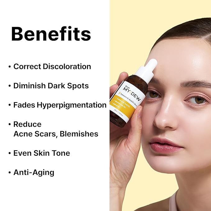 5% Tranexamic Acid Serum with 5% Niacinamide, Bakuchiol, Dark Spot Correcting Serum, Fade Discoloration, Hyperpigmentation, Acne Scars, Sun Spots, Blemish Remover, Korean Skincare,1Fl Oz