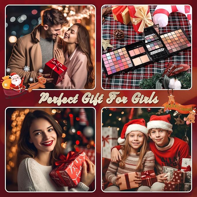 Makeup Sets For Teens Women Full Kits - All in One Gift Makeup Kits For Girls Make Up Set Included Eyeshadow, Blusher, Compact Powder, Eyeliner Pencil For Beginners (N)