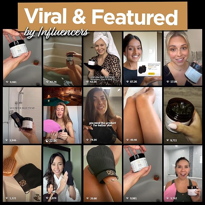 Exfoliating Glove Kessa Mitt Body Scrubber - Dead Skin Remover Shower Glove for Dead Skin Scrubbing and Deep Pore Cleansing - by MoroccanSource (3 Piece spa Set)