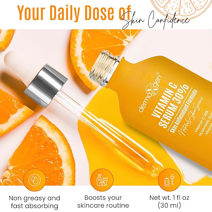 30% Vitamin C Serum (8 Fl Oz) Pure Organic Anti- Wrinkle + Hyaluronic Acid + Retinol + Vitamin E + Vitamin B, Facial Serum For Anti-aging, Wrinkles, And Fine Lines.