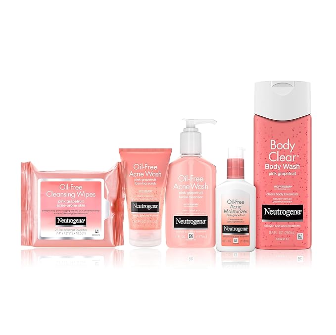 Neutrogena Oil Free Pink Grapefruit Acne Face Wash with Vitamin C, 2% Salicylic Acid Acne Treatment, Gentle Foaming Vitamin C Facial Scrub to Treat & Prevent Breakouts, 6.7 fl. oz