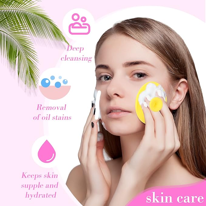 Nuogo 40 Pack Facial Cleansing Brush Face Scrubber Face Exfoliator Exfoliating Brush Soft Silicone Scrubber Handheld Wash Scrub Pad Tool for Deep Cleaning Pore Blackhead Delicate Dry Skin Care Women