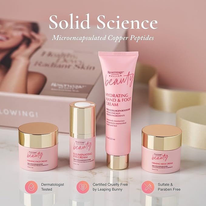 Reserveage Collagen Boosting Skincare Bundle - Includes Age-Defying Face Cream, Eye Cream, Hand & Foot Cream & Neck Cream for Women