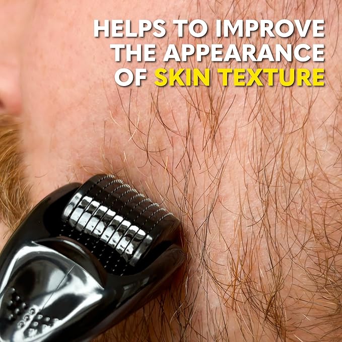 The Beard Club Derma Roller for Face, Body and Scalp - Microneedling Roller for Men and Women with 540 Titanium Microneedles - Beard Roller & Micro Needling Scalp Hair - Black