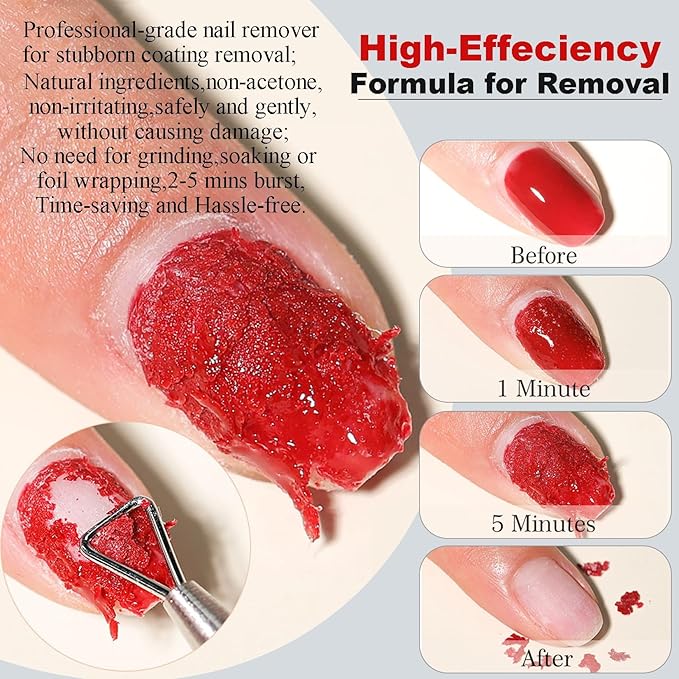 LOUINSTIC Gel Nail Remover - 1 PC,Fast Acting, No Soaking or Wrapping,2-5 Minutes to Easily Remove Gel Nail Polish,Gentle on Nails, Portable Design, Ideal for Home Nail Care Kit