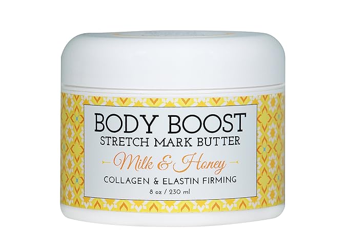 Body Boost Milk & Honey Stretch Mark Butter- Safe for Pregnancy and Nursing- Repair Stretch Marks and Scars- Paraben, Phenoxyethanol Free