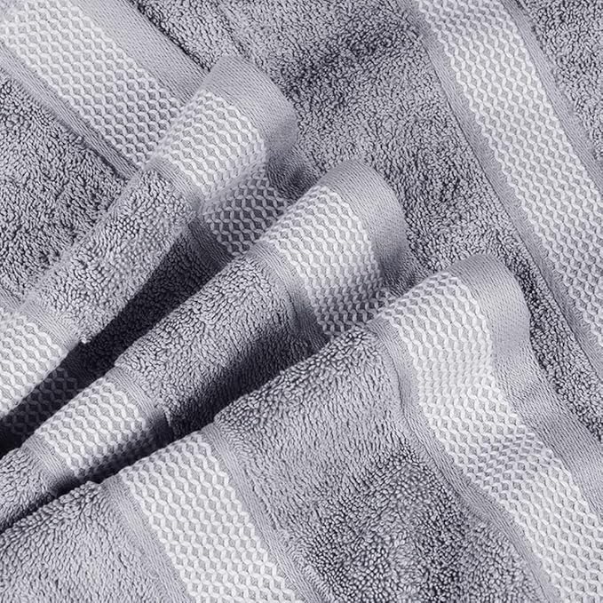 CASA COPENHAGEN, Designed in Denmark, 600 GSM, Hand Towels 16x28 Inches, Set of 10 - Grey Violet, Super Soft and Absorbent, Egyptian Cotton Towels for Bathroom & Kitchen