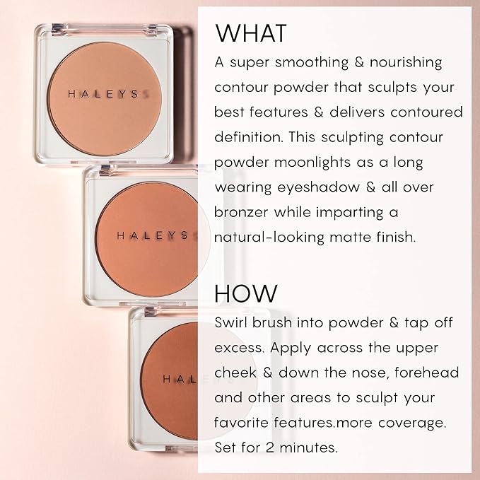 HALEYS Re-sculpt Smoothing Contour Powder (Light) Lightweight, Non-Caking, Nourishing & Skin-Softening, Infused with Shea Butter & Chamomile Flower Water to Soothe Skin