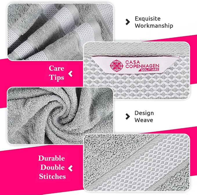 CASA COPENHAGEN Solitaire Towel, 2 Piece Bath Sheet Towel Set- Grey Violet, 600 GSM Designed in Denmark Made of Soft Egyptian Cotton for Bathroom, Kitchen & Shower
