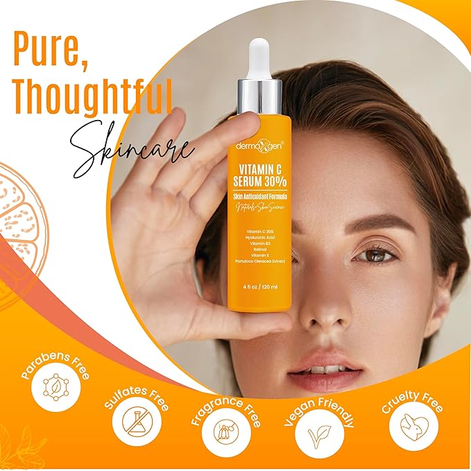 Vitamin C Serum with Pure Retinol, Hyaluronic Acid, & Organic Anti-Aging Formula - 4 Fl Oz