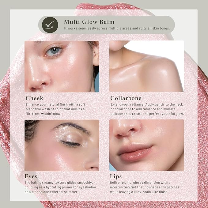 Multi Glow Balm, Cream Blush for Cheeks, Blush Balm Face Makeup, Radiant Finish, Hydrating, Creamy, Lightweight & Blendable Color, Face Makeup, 0.63 Oz