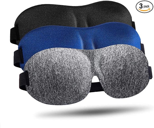 LKY DIGITAL Sleep Mask for Side Sleeper 3 Pack, Blackout 3D Eye Mask for Sleeping, Night Blindfold for Men Women