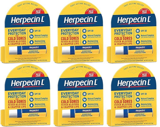 Herpecin-L Everyday Protection SPF 30 Lip Balm 0.1 Oz. - Pack of 6