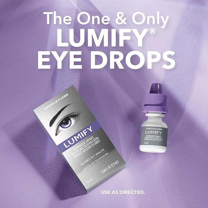 LUMIFY Eye Drops for Red Eyes, Redness Reliever for Brighter Looking Eyes, Works in 1 Minute & Lasts Up to 8 Hours, Eye Drops, 0.25 Fl Oz (7.5mL)