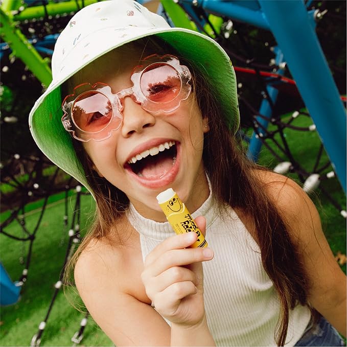 Poppy & Pout Kids Jumbo Lip Balm | All Natural Lip Balms & Moisturizers | Hydrates with Beeswax, Vitamin E, Organic Coconut Oil | Cruelty-Free | Lip Balm in Recyclable Cardboard Tube (Banana Fanna)